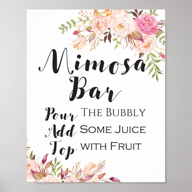 Poster Panneau de bar mimosa floral boho (Devant)