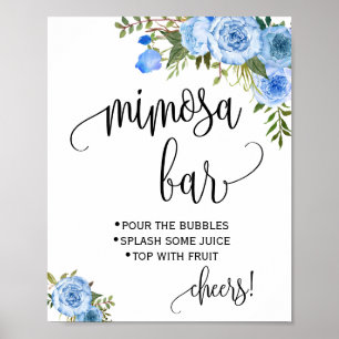 Poster Panneau de bar Mimosa Mariage Fleurs Bleues
