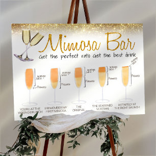Poster Panneau de bar Mimosa Paillettes dorées pour brunc