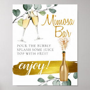 Poster Panneau de bar Mimosa pour brunch de mariage avec 