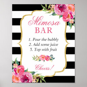Poster Panneau de bar Mimosa pour une douche de mariée fl