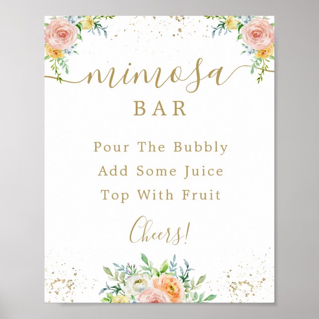 Poster Panneau de bar Mimosa rose pastel (Devant)