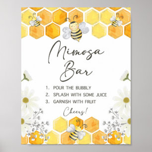 Poster Panneau de bar Mimosa Signe abeille jaune Signe de
