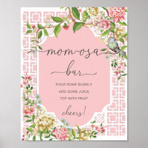 Poster Panneau de bar Mom-osa Baby Shower Chinoiserie Ros