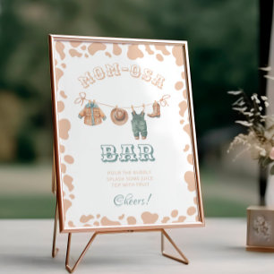 Poster Panneau de bar Mom-osa Baby Shower Cowboy Western