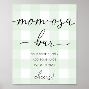 Poster Panneau de bar Mom-osa Baby Shower vert menthe à c