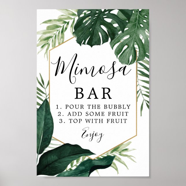Poster Panneau de bar Monstera tropical Mimosa (Devant)