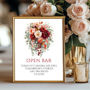 Poster Panneau de bar ouvert aux fleurs de Bourgogne auto