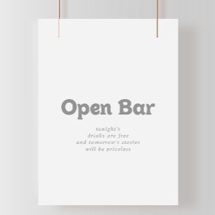 Poster Panneau de bar ouvert de mariage minimal formel él
