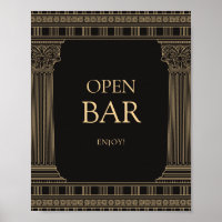 Panneau de bar ouvert pour fête grecque avec COULE