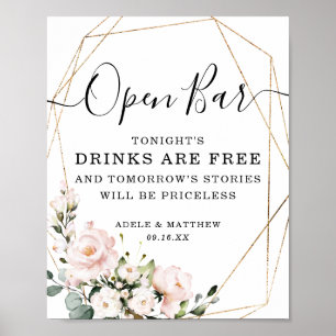 Poster Panneau de bar ouvert rose pâle à forme géométriqu