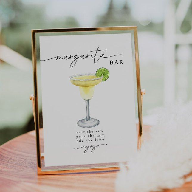 Poster Panneau de bar pour Margarita simple élégant (Créateur téléchargé)
