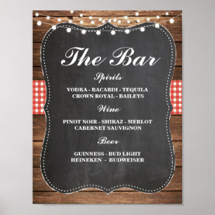 Poster Panneau de bar Réception de mariage Rustique Craie