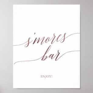 Poster Panneau de bar S'mores calligraphié en or rose élé