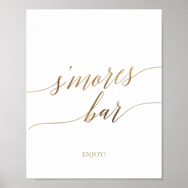 Poster Panneau de bar S'mores de calligraphie dorée éléga (Devant)