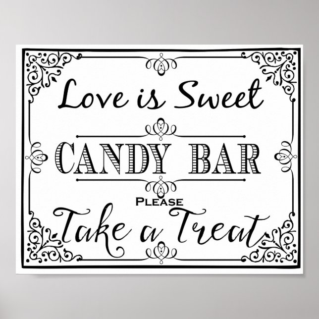 Poster Panneau de barre de bonbons élégant mariage noir o (Devant)