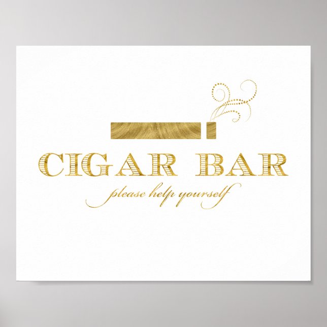 Poster Panneau de barre de cigares - Faux Gold Foil Shimm (Devant)