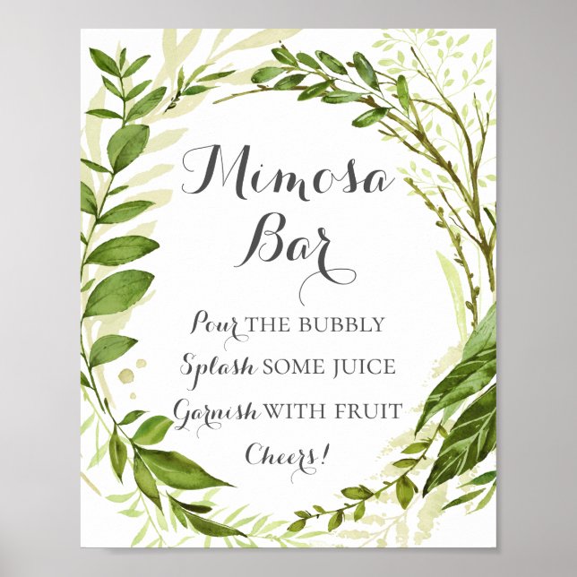 Poster Panneau de barre Mimosa Feuille verte, Vert rustiq (Devant)