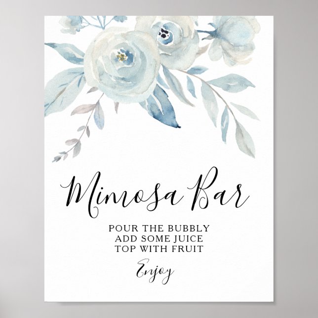 Poster panneau de barre mimosa floral bleu clair (Devant)