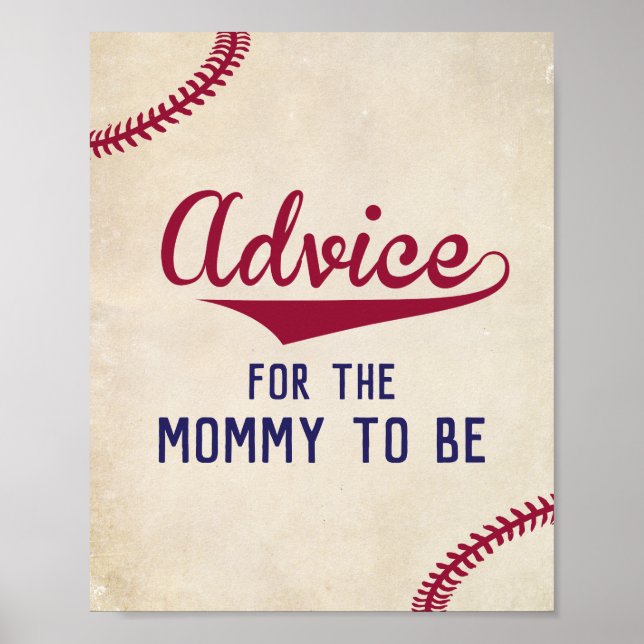 Poster Panneau de baseball Baby shower à thème Conseils p (Devant)