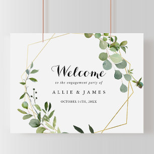 Poster Panneau de bienvenue à la fête de fiançailles géom