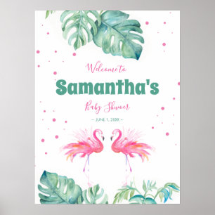 Poster Panneau de bienvenue à la fête du Flamant Tropical