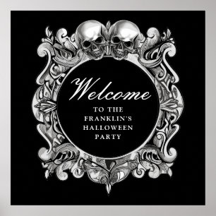 Poster Panneau de bienvenue à une fête d'Halloween effray