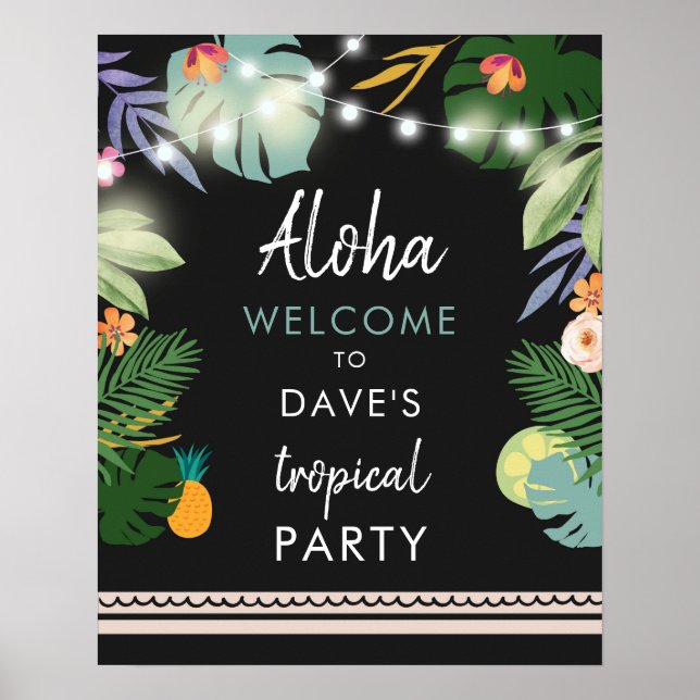 Poster Panneau de bienvenue à une fête Tropical Aloha Lua (Devant)