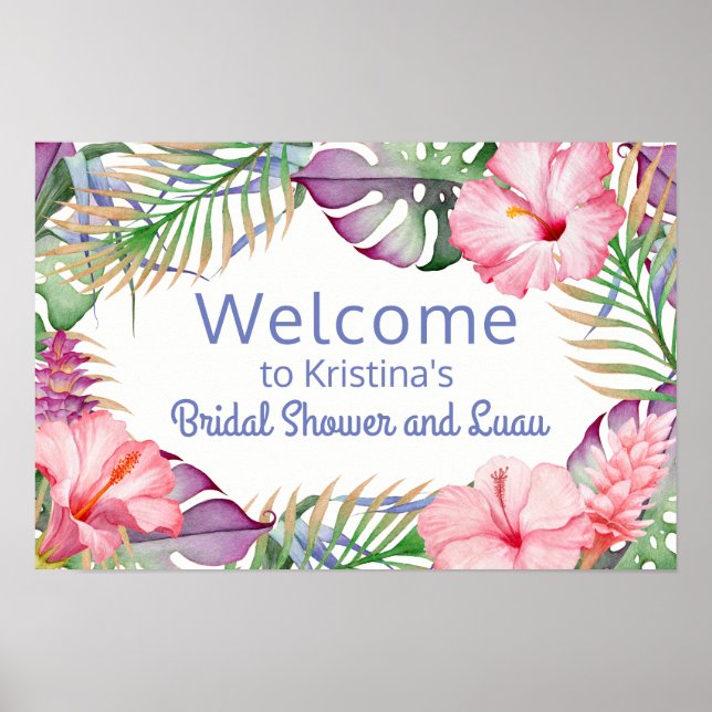 Poster Panneau de bienvenue Aloha Fleurs Tropicales Luau (Devant)