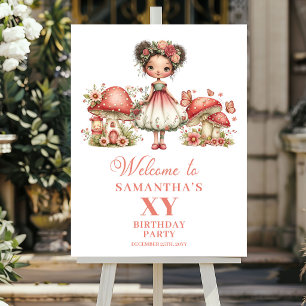 Poster Panneau de Bienvenue Anniversaire Floral de Fée Ro