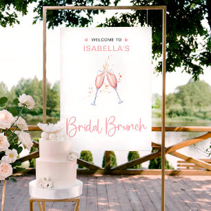 Poster Panneau de bienvenue aquarelle rose pour brunch de