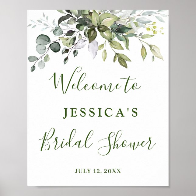 Poster Panneau de bienvenue au mariage à l'aquarelle Euca (Devant)