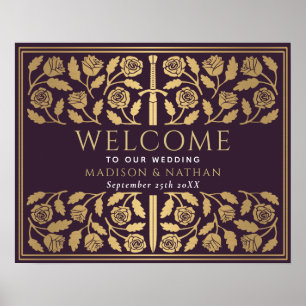 Poster Panneau de bienvenue au mariage royal Epée Or Aube