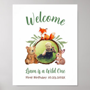 Poster Panneau de bienvenue avec des animaux mignons de l