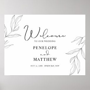 Poster Panneau de bienvenue avec feuillage en ligne artis