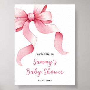 Poster Panneau de bienvenue Baby Shower Arc-en-ciel Rose