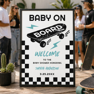 Poster Panneau de bienvenue Baby Shower Baby on Board Ska