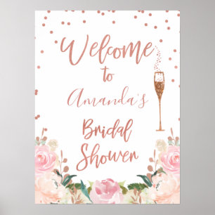 Poster Panneau de bienvenue Baby Shower Bulles Brunch Ros