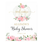 Panneau de bienvenue baby shower citrouille rose o