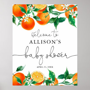 Poster Panneau de bienvenue baby shower d'agrumes cuites
