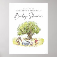 Panneau de bienvenue Baby shower d'aquarelle Pooh