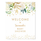 Panneau de bienvenue Baby Shower Fleurs Blanches O