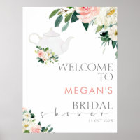 Panneau de bienvenue Baby Shower Floral Blush Tea 