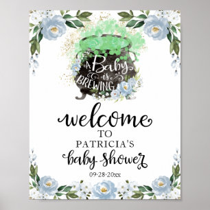 Poster Panneau de bienvenue Baby Shower Halloween Fleurs 
