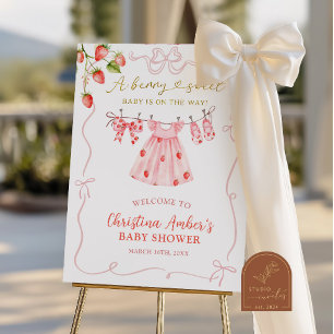 Poster Panneau de bienvenue Baby Shower Strawberry Coquet