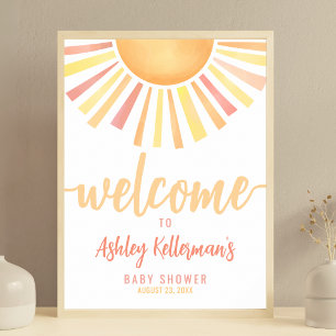 Poster Panneau de Bienvenue Baby Shower Sunshine Rose Béb