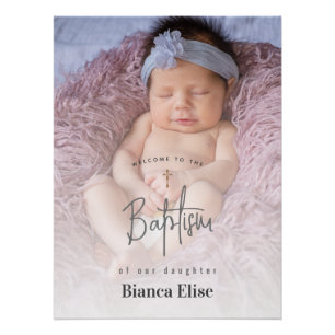 Poster Panneau de bienvenue baptême photo bébé   Budget A