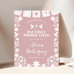 Poster Panneau de bienvenue BAUTIZO Rose Cielito Lindo