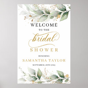 Poster Panneau de bienvenue boho feuilles d'eucalyptus ve