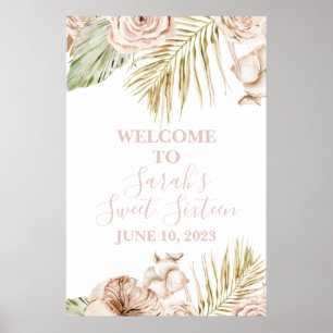 Poster Panneau de bienvenue Boho Sweet 16